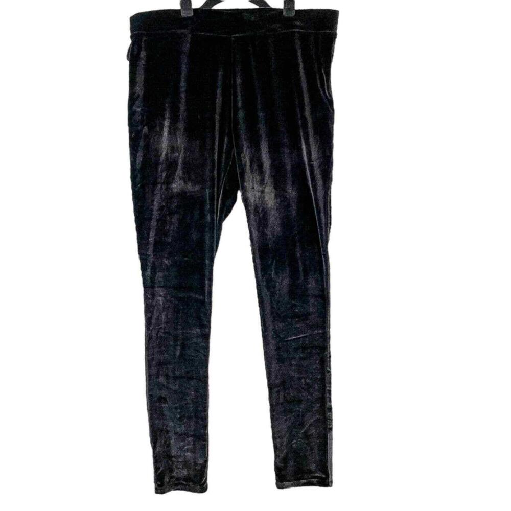 A New Approach ANA Womens Size Large Velour Stretch Holiday Pants Black